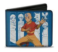 Bi-Fold Wallet Avatar Last Airbender Aang Pose and Character Blocks and Title Lo