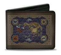 Bi-Fold Wallet Avatar Last Airbender Elements Map with Icons and Title Logo Brow