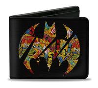 Bi-Fold Wallet Bat Signal Black/Multi Color Logos Stacked