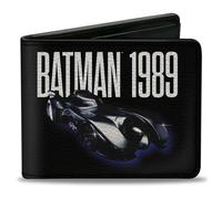 Bi-Fold Wallet BATMAN 1989 Batmobile Text Black/White/Blue