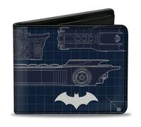 Bi-Fold Wallet Batman Batmobile Blueprint Tech Turns Blues/White