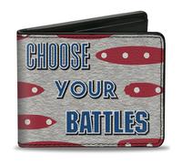 Bi-Fold Wallet Battleship CHOOSE YOUR BATTLES Ships Gray/Red/Blue/White