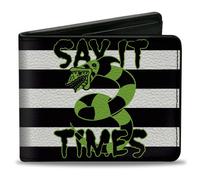 Bi-Fold Wallet Beetlejuice SAY IT TEN TIMES Sandworm Pose Stripe Black/White/Gr