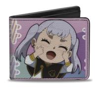 Bi-Fold Wallet BLACK CLOVER Chibi Noelle Hash Tag Pose and Title Logo Pinks