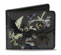 Bi-Fold Wallet BLACK CLOVER Five Character Group Action Pose and Title Logo Gray