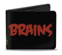 Bi-Fold Wallet BRAINS/Zombie Face CLOSE-UP Black/Red/Green/Yellow