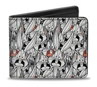 Bi-Fold Wallet Bugs Bunny Expressions Stacked White/Black/Gray