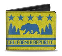 Bi-Fold Wallet CALIFORNIA REPUBLIC/Bear/Stars Silhouette Yellow/Blue