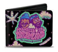 Bi-Fold Wallet Cheech and Chong HOMIES IN DREAMLAND Title Logo Smoke Clouds Blac