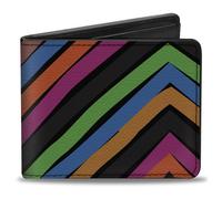 Bi-Fold Wallet Chevron Freehand CLOSE-UP Multi Color
