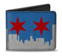 Bi-Fold Wallet Chicago Skyline/Flag Distressed Black/White/Red
