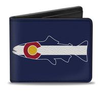 Bi-Fold Wallet Colorado Trout Flag/Snowy Mountains Blues/White/Red/Yellow