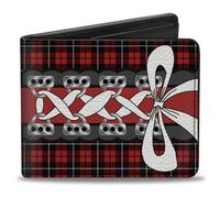 Bi-Fold Wallet Corset Lace Up w/Bow Red Plaid/Red