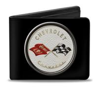 Bi-Fold Wallet Corvette C1 Flags Emblem Black