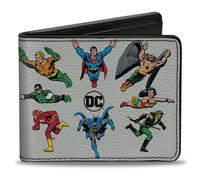 Bi-Fold Wallet DC JUSTICE LEAGUE Retro Superhero Group Pose White