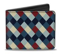 Bi-Fold Wallet Diamond Plaid Blues/Khaki/Red