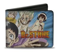 Bi-Fold Wallet DR. STONE Character Group Rays Pose and Title Logo Blues