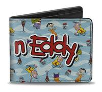 Bi-Fold Wallet ED EDD N EDDY Title Logo and Character Poses Scattered Blues