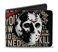Bi-Fold Wallet FRIDAY THE 13th Jason Mask4 and Title Logo with Quotes Typography