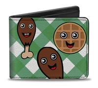 Bi-Fold Wallet Fried Chicken & Waffles Plaid White/Green