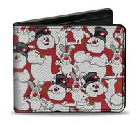 Bi-Fold Wallet Frosty the Snowman and Hocus Pocus Bunny Poses Stacked Red