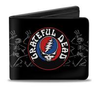 Bi-Fold Wallet GRATEFUL DEAD Steal Your Face Logo/Dancing Skeletons Black/Gray/R