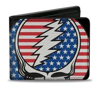 Bi-Fold Wallet GRATEFUL DEAD Steal Your Face Stars and Stripes Close-Up Black/Wh