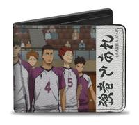 Bi-Fold Wallet HAIKYU Shiratorizawa Academy Team STRONG MAN Group Pose White
