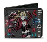 Bi-Fold Wallet Harley Quinn GOOD NIGHT Anime Pose and Icons Collage Red/Black