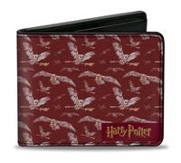 Bi-Fold Wallet HARRY POTTER Hedwig Flying Poses Burgundy/White/Golds