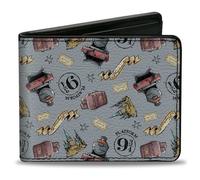 Bi-Fold Wallet Harry Potter Hogwarts Express Icons Collage Sky Blue
