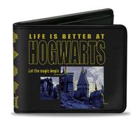 Bi-Fold Wallet Harry Potter LIFE IS BETTER AT HOGWARTS Scenes Black/Yellow/Grays