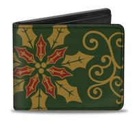 Bi-Fold Wallet Holiday Holly Green/Gold/Red