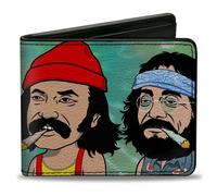 Bi-Fold Wallet Homies in Dreamland Cheech and Chong Smoking Pose Tie Dye Blues