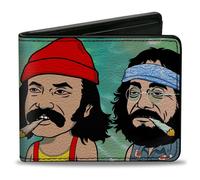 Bi-Fold Wallet Homies in Dreamland Cheech and Chong Smoking Pose Tie Dye Blues