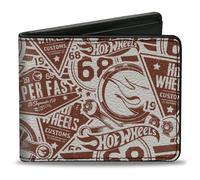 Bi-Fold Wallet Hot Wheels 68 Icons Collage Burgundy/White
