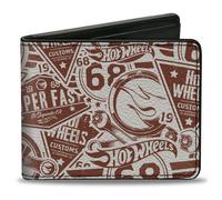 Bi-Fold Wallet Hot Wheels 68 Icons Collage Burgundy/White