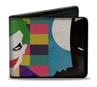 Bi-Fold Wallet Joker/Batman Face Juxtaposition Multi Color/Blue/White