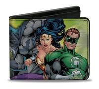 Bi-Fold Wallet Justice Leage 4-Superheroes and 2-Villains Group Pose2 Glow Burst