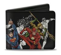 Bi-Fold Wallet Justice League New 52 5-Superhero Double Action Poses Black/White