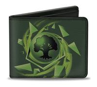 Bi-Fold Wallet MAGIC THE GATHERING Green Mana Tree Icon and Title Logo Greens