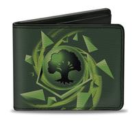 Bi-Fold Wallet MAGIC THE GATHERING Green Mana Tree Icon and Title Logo Greens