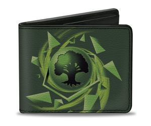 Bi-Fold Wallet MAGIC THE GATHERING Green Mana Tree Icon and Title Logo Greens