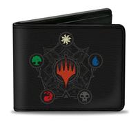 Bi-Fold Wallet Magic the Gathering Planeswalker Mana Pentagon and Logo Black/Mul