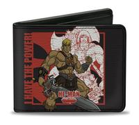 Bi-Fold Wallet Masters of the Universe He-Man and Skeletor Pose and Quotes Black