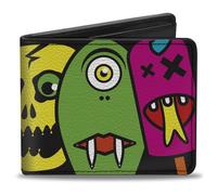Bi-Fold Wallet Monsters CLOSE-UP Black