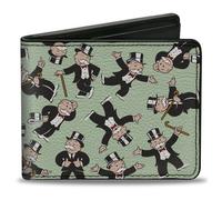 Bi-Fold Wallet Mr. Monopoly Rich Uncle Pennybags Poses Scattered Green