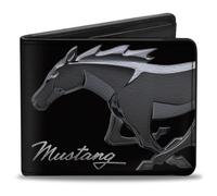Bi-Fold Wallet Mustang Chrome Pony/MUSTANG Script Black/Silver