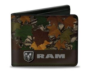 Bi-Fold Wallet RAM Logo Leaf Camo Browns/Greens/Silvers