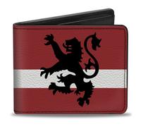 Bi-Fold Wallet Rampant Lion Repeat/Stripes Red/White/Black